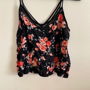 Flowered spaghetti strapped crop top